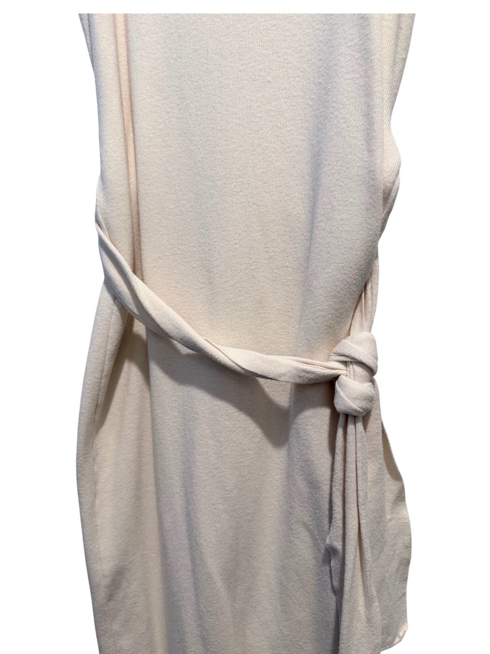 NWOT Sleeveless Cream V-Neck Tie-Waist Dress - Picture 4 of 8